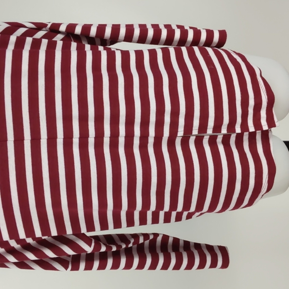 Dannii Minogue Top Size 14P White Red Stripe Long Sleeve Back Slit Hi-Low Hem - Picture 9 of 14